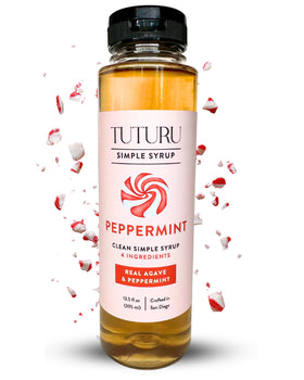 TUTURU Peppermint Agave Syrup bottle with real peppermint for coffee and cocktails.