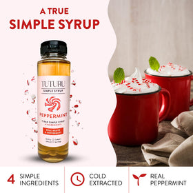 TUTURU Peppermint Agave Syrup ingredients closeup emphasizes real peppermint and agave.