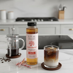 TUTURU Peppermint Agave Syrup latte image highlights mint aroma and sweetness.