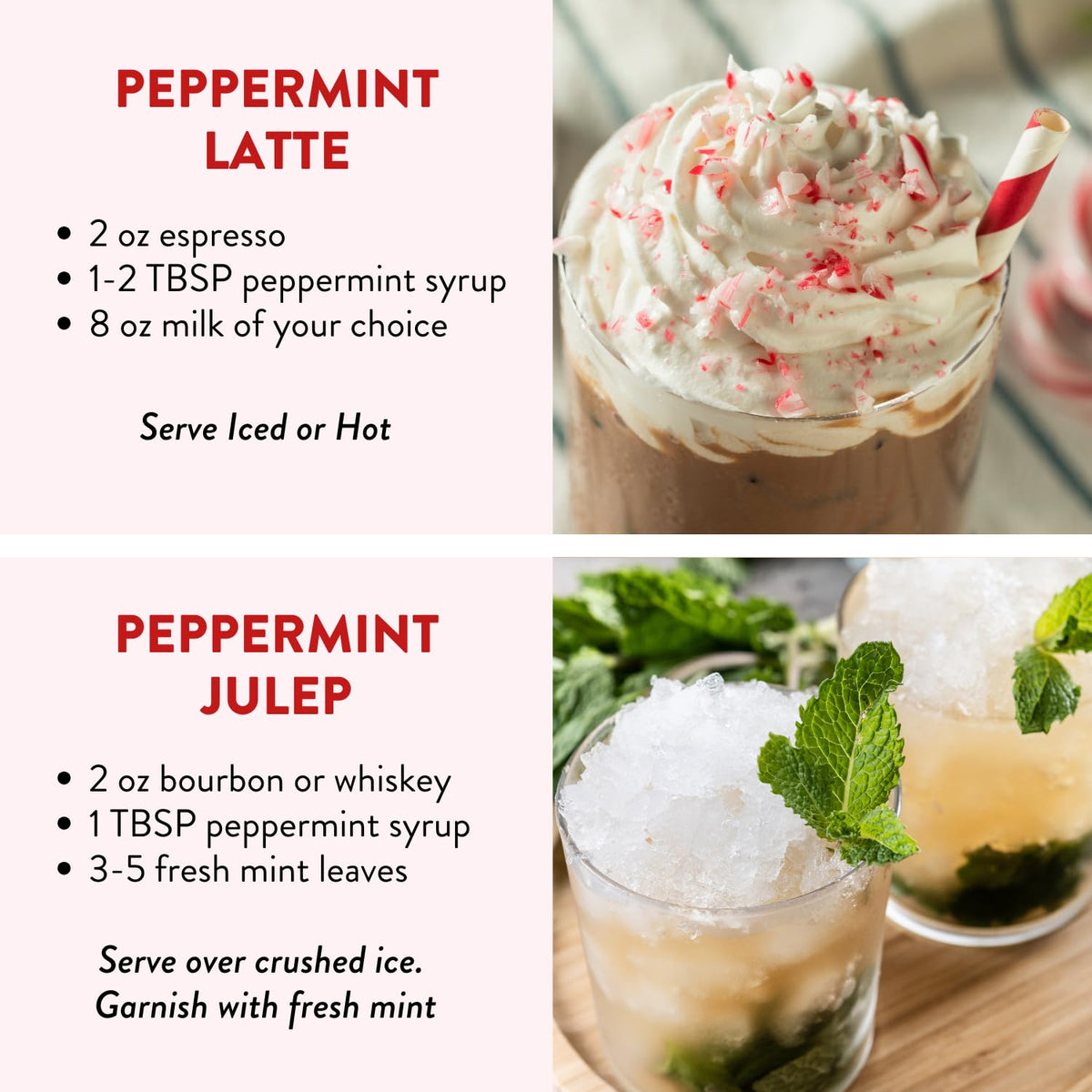 TUTURU Peppermint Agave Syrup matcha glass signals minty boost for beverages.