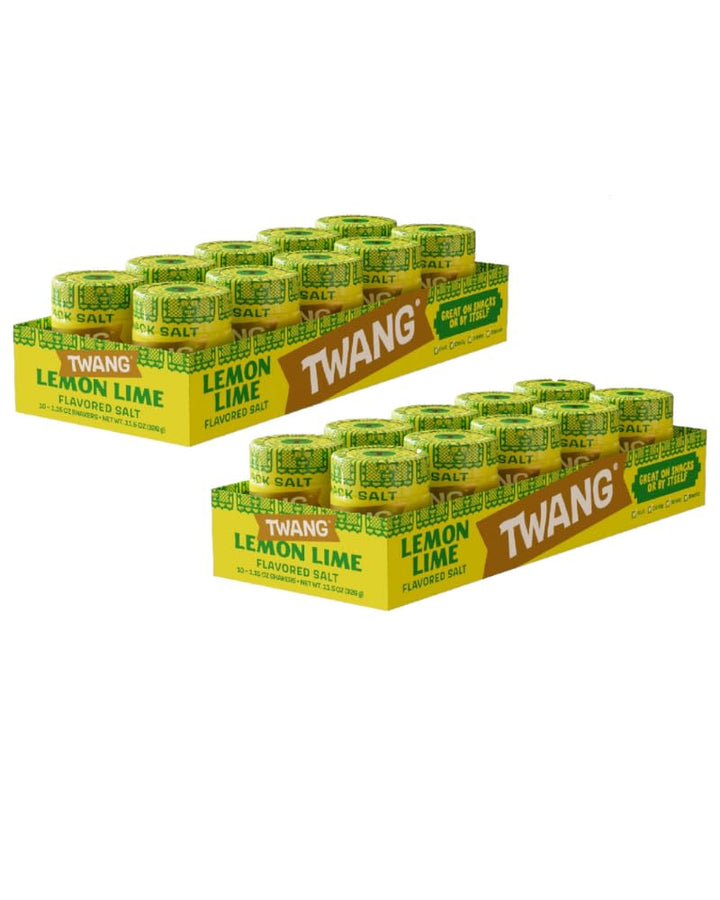 Twang Lemon Lime snack salt bottle ready to elevate snacks with citrus flavor.