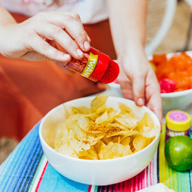 Twang Lime Snack Salt mini shaker closeup highlights premium lime.