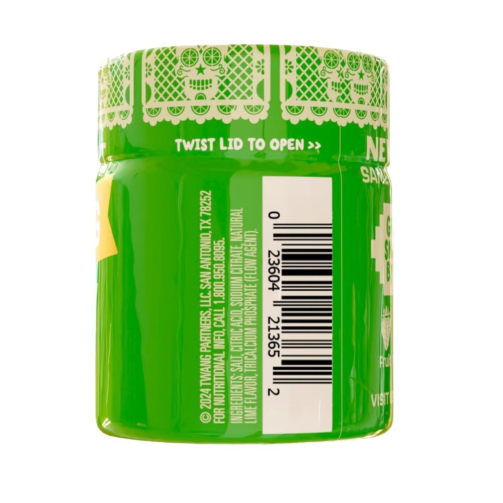 Twang Lime Snack Salt texture close-up shows vibrant granules