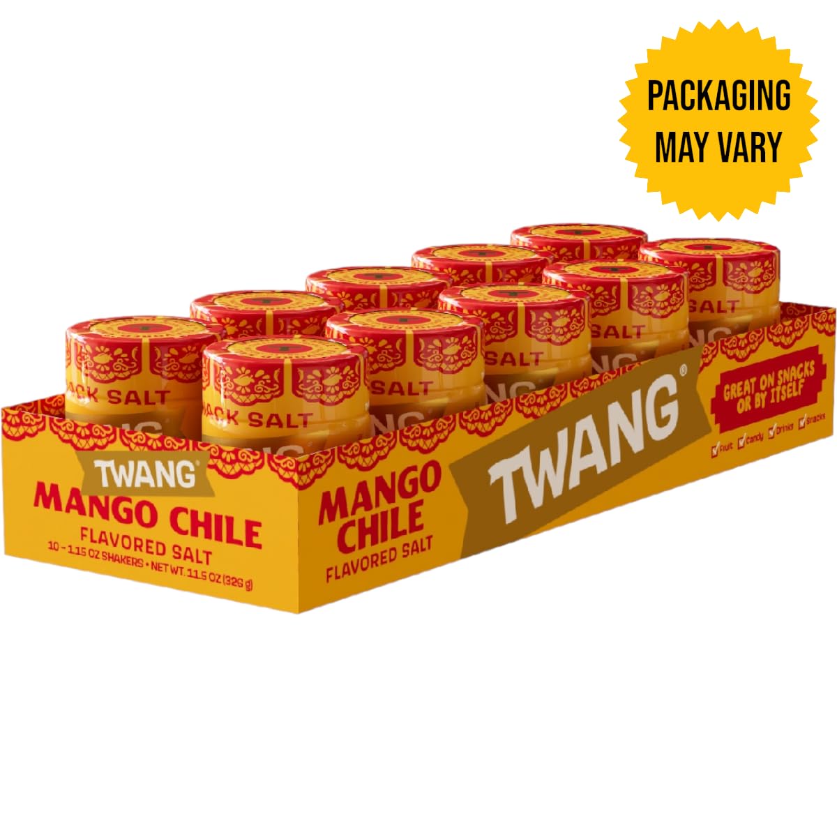 Twang Mango Chile Snack Salt sprinkled on fresh fruit for a sweet-spicy boost.