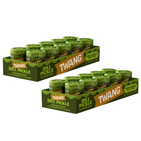 Twangerz pickle seasoning shaker showcasing dill cucumber lemon lime notes for snacks
