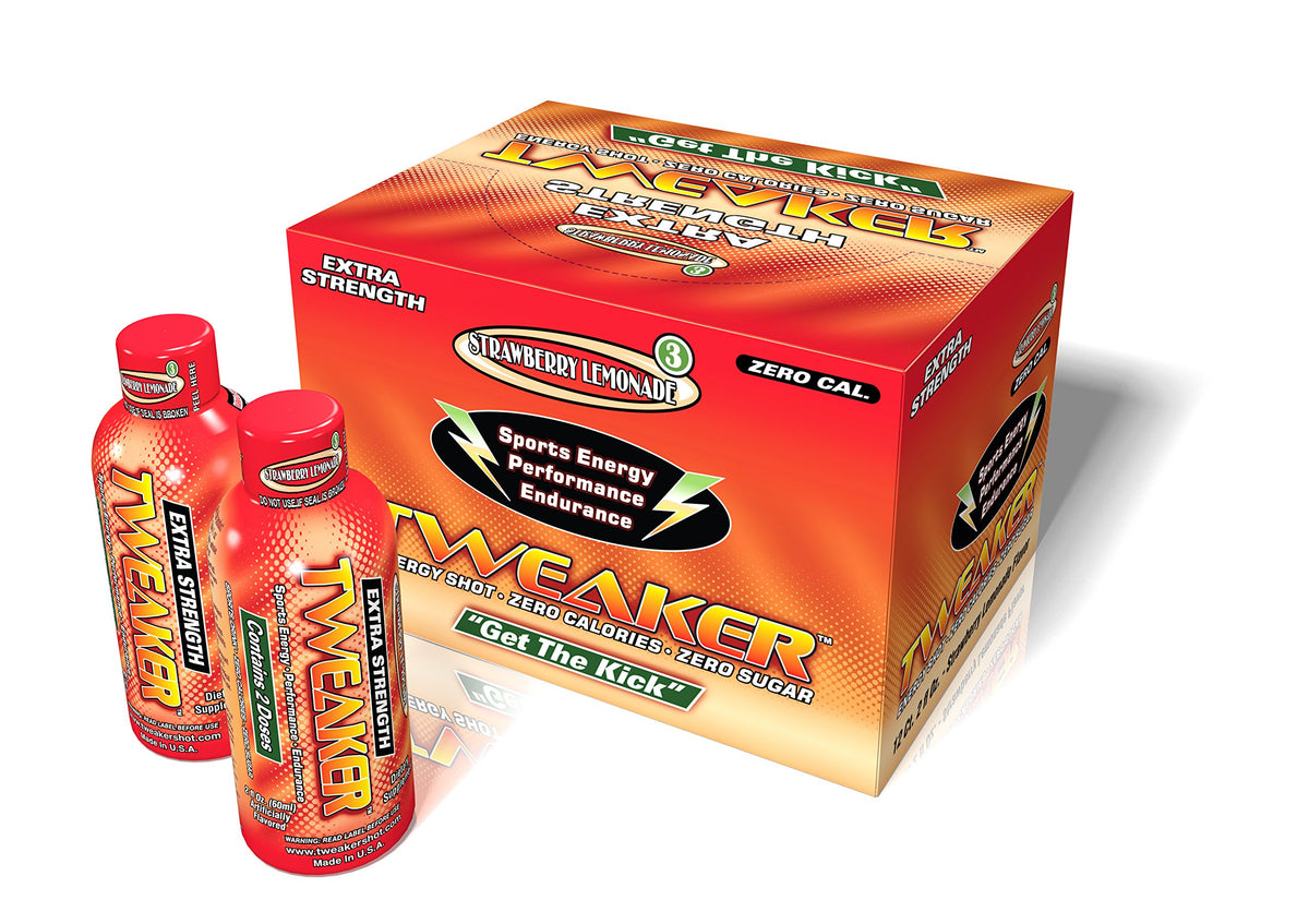 Tweaker Strawberry Lemonade energy shot 2oz bottle for on-the-go energy with zero sugar