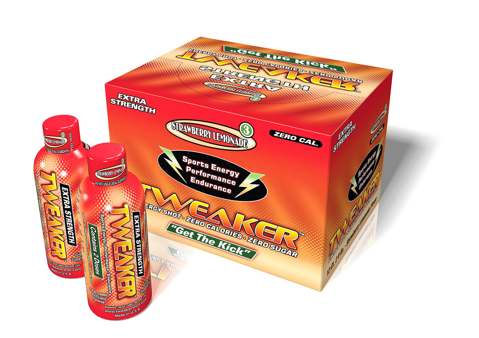 Tweaker Strawberry Lemonade energy shot 2oz bottle for on-the-go energy with zero sugar