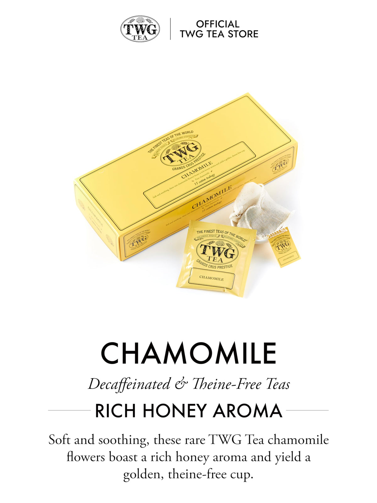 Dried chamomile flowers for TWG tea, vibrant color and calming vibe.