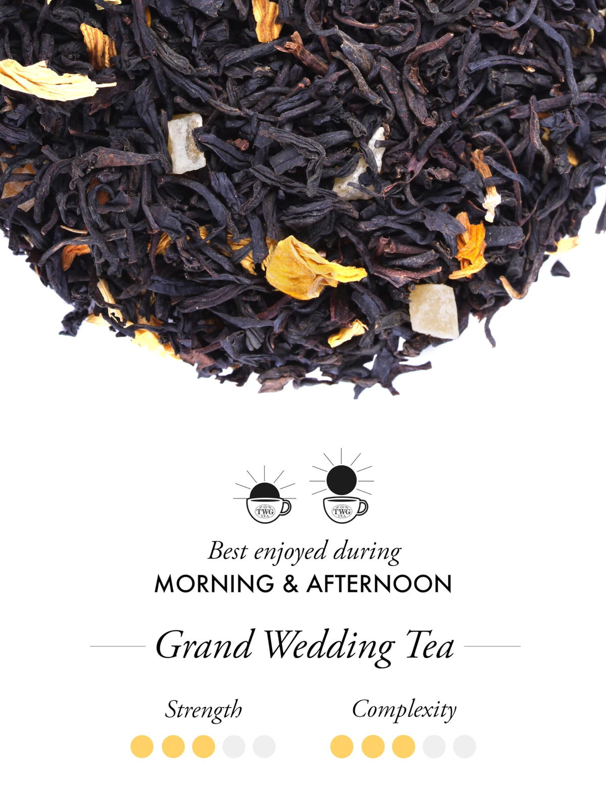 TWG Grand Wedding Tea black tea cup showing deep amber color for calm moments