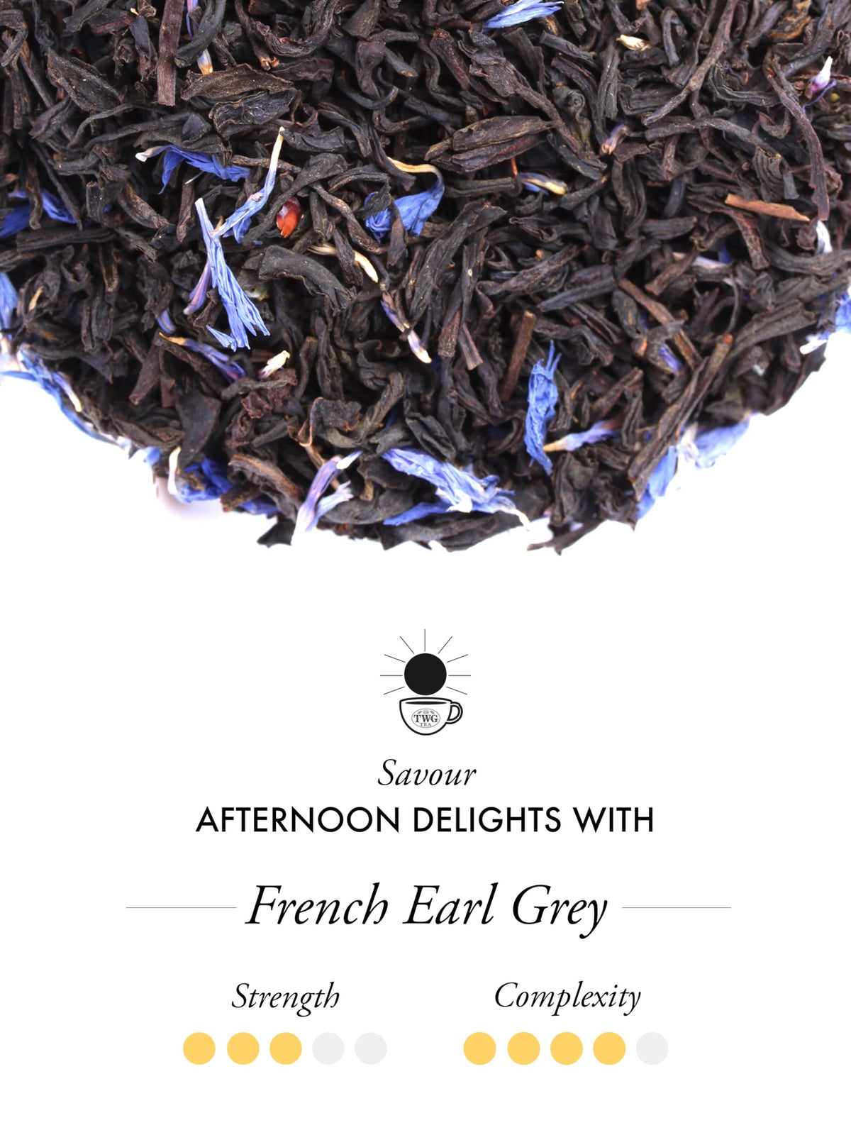TWG French Earl Grey hand-sewn cotton teabags preserving full leaf flavor