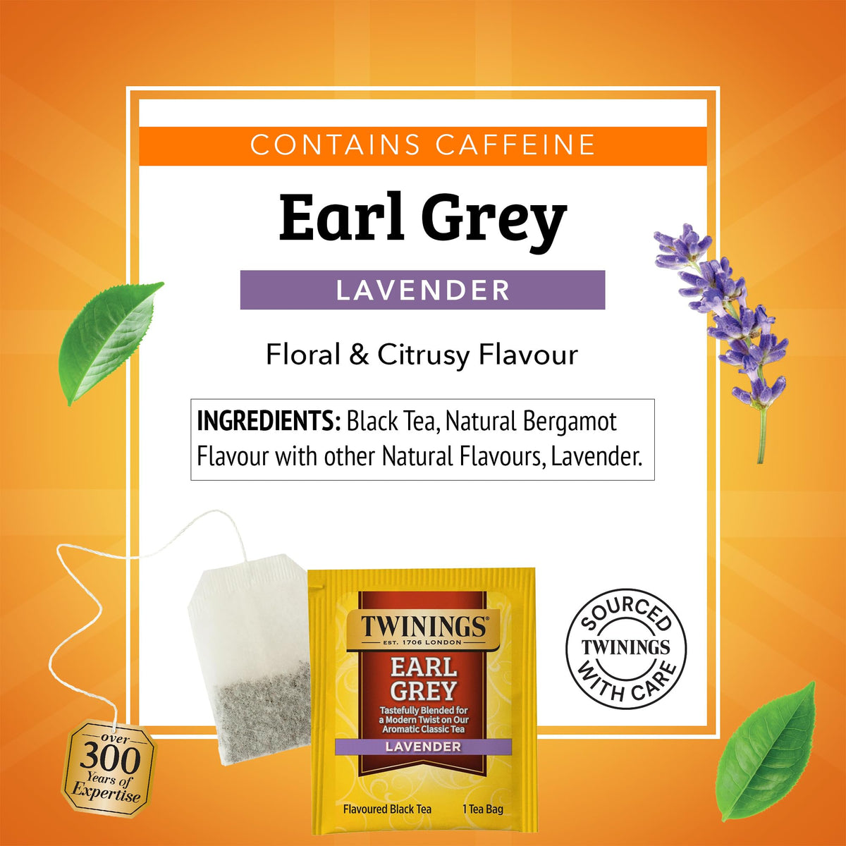 Front of Twinings box highlighting bergamot and citrus notes