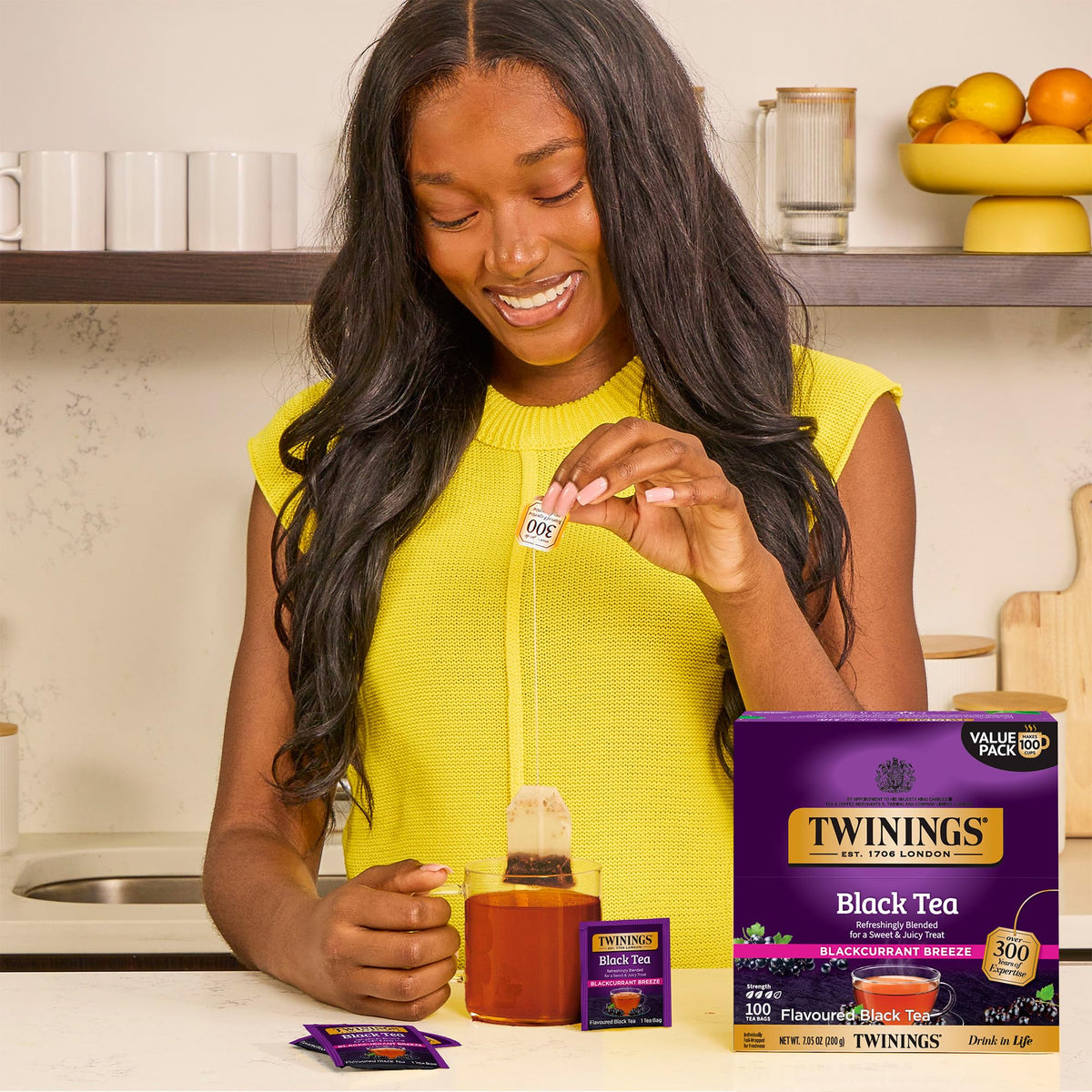 Poured iced Twinings Blackcurrant Breeze for a refreshing afternoon chill
