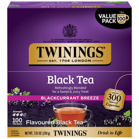 Twinings Blackcurrant Breeze tea bags deliver fruity caffeine boost