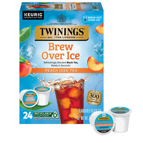 Twinings Brew Over Ice Peach Tea pod for Keurig delivers refreshing peach flavor.
