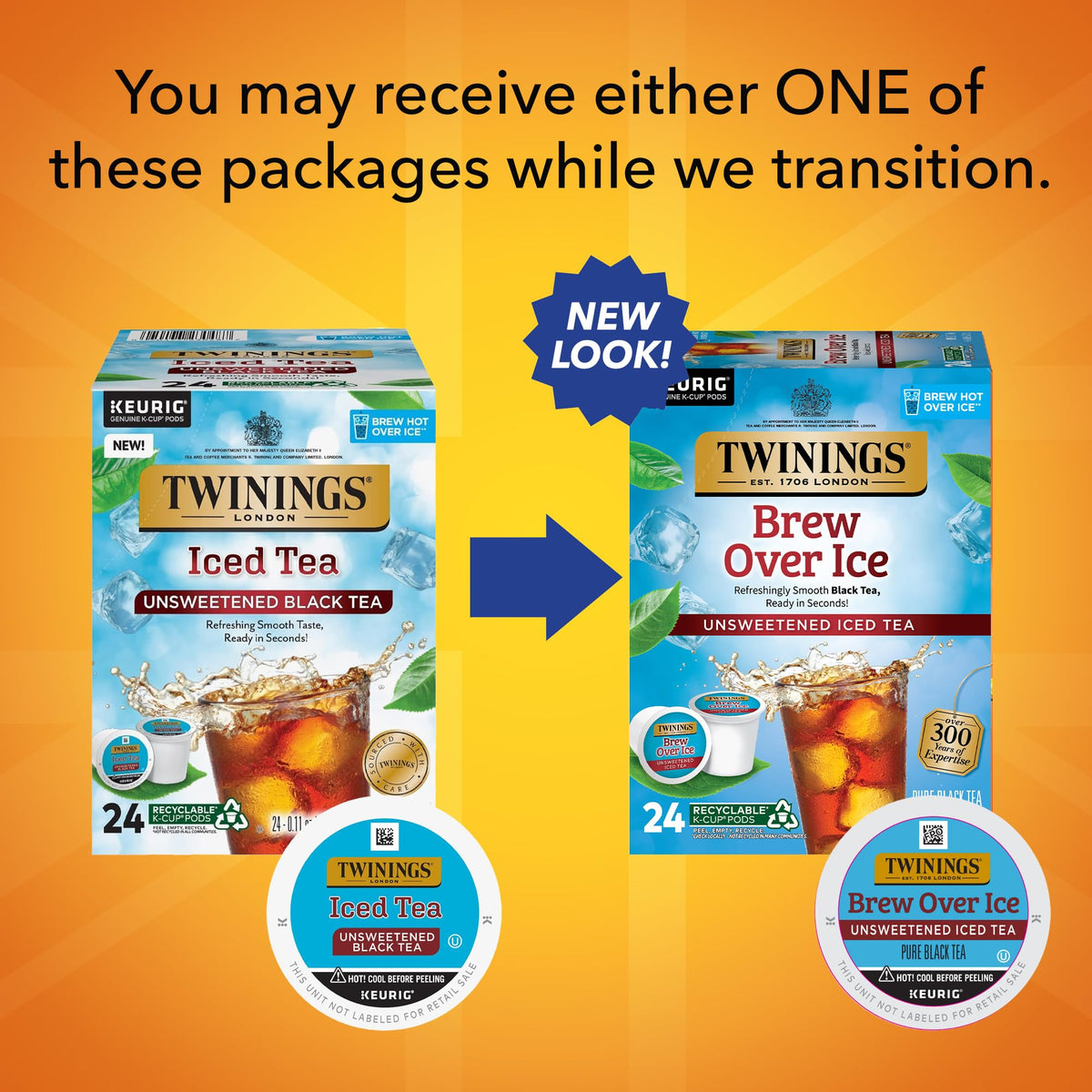 Twinings Brew Over Ice K-Cup pod ready to brew a quick, crisp tea.
