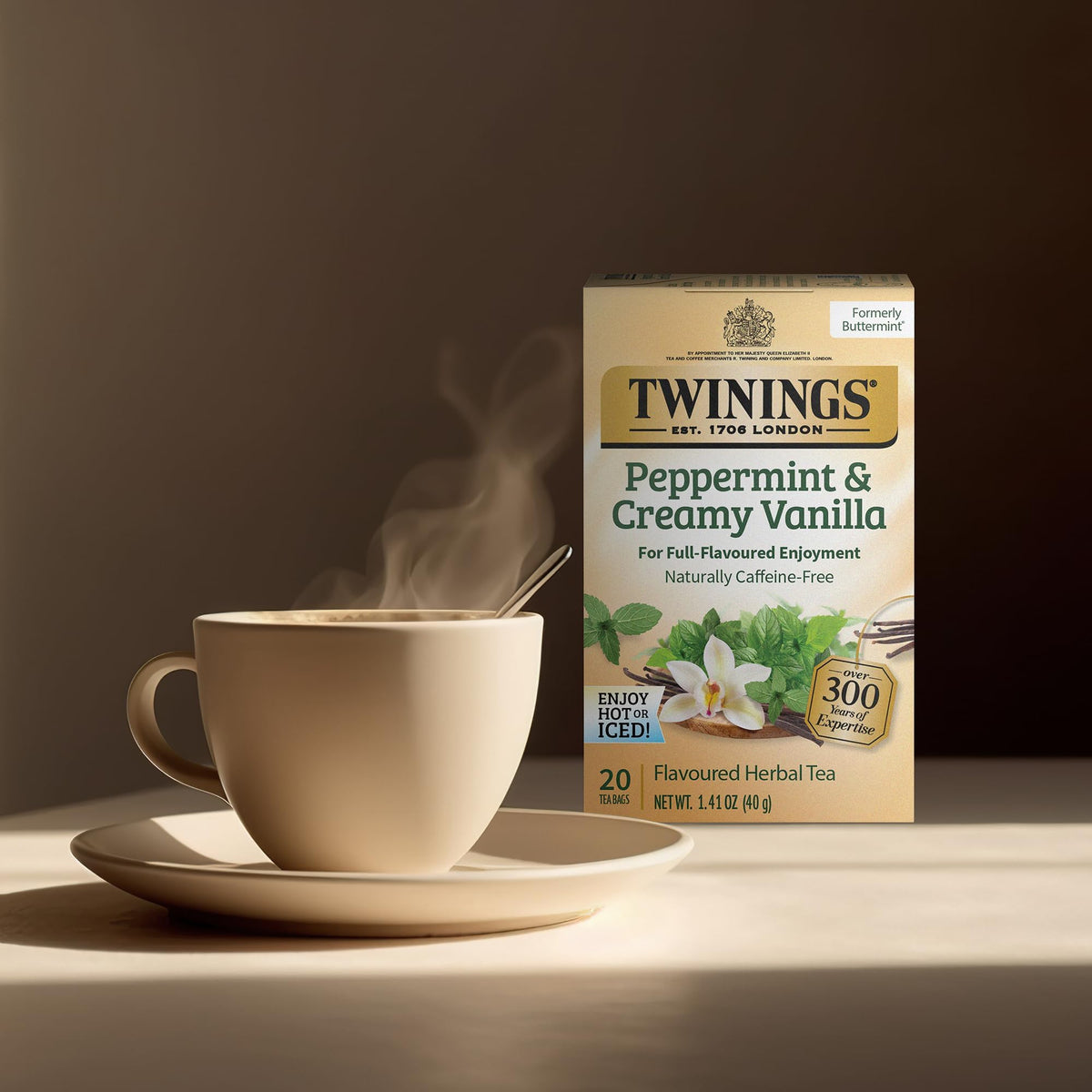 Brewing Twinings Peppermint & Creamy Vanilla for a 4-5 minute steep