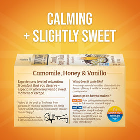 Twinings Camomile Honey Vanilla cup steaming to evoke a calm, comforting moment.
