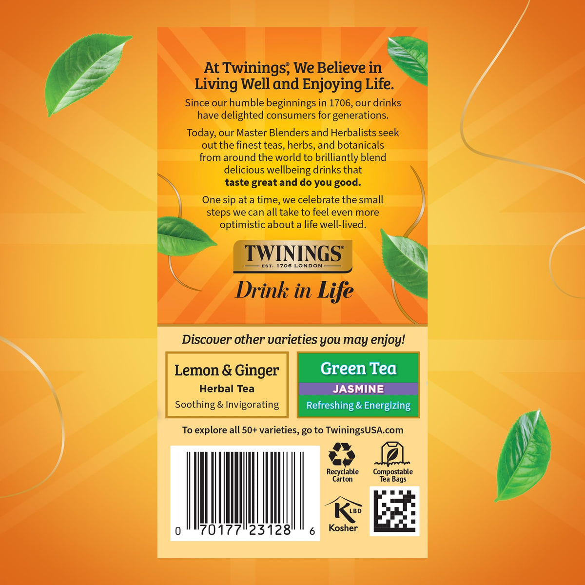 Twinings Camomile Honey Vanilla tea pour highlighting its soothing aroma.