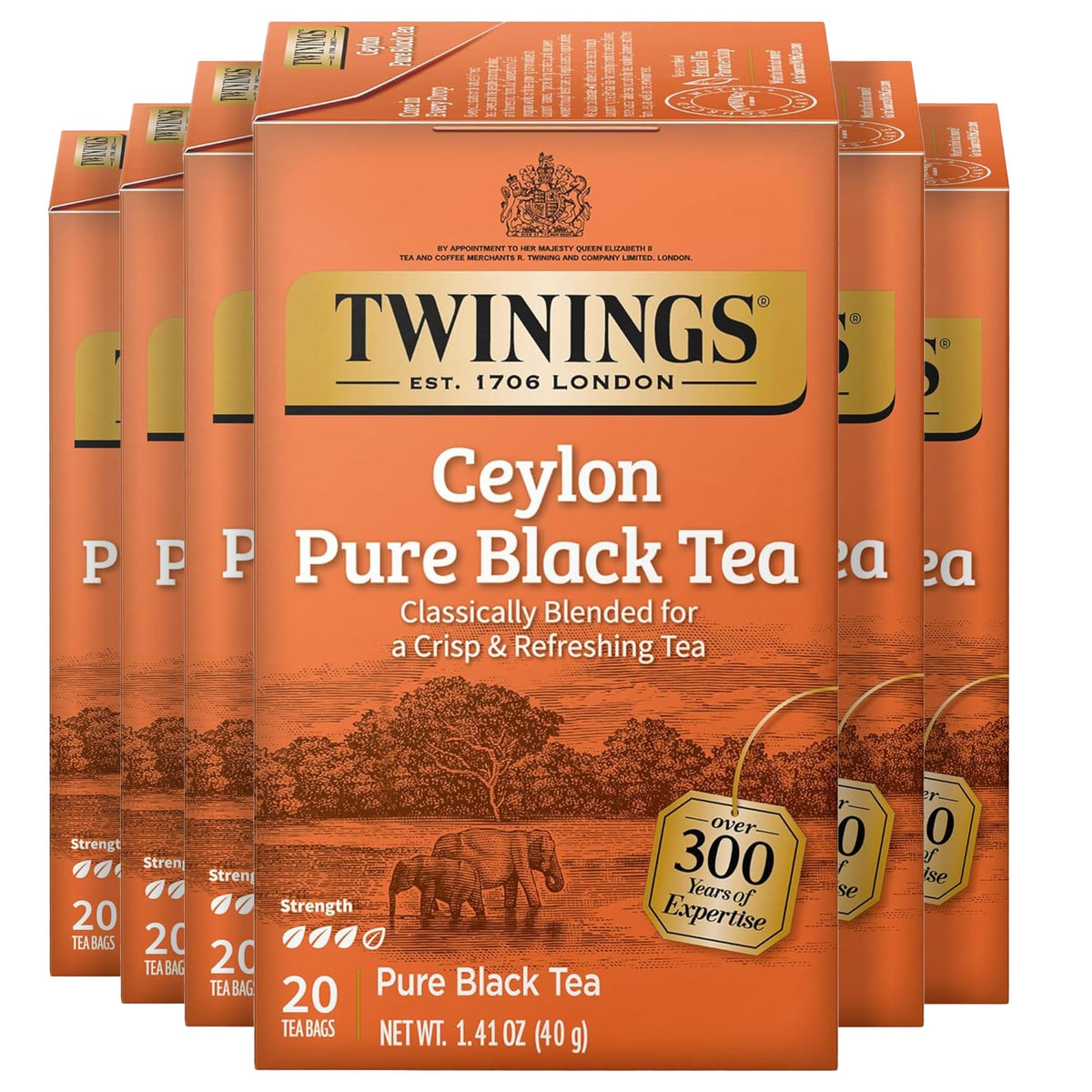 Twinings Ceylon Pure Black Tea bags ready for a quick, flavorful brew.