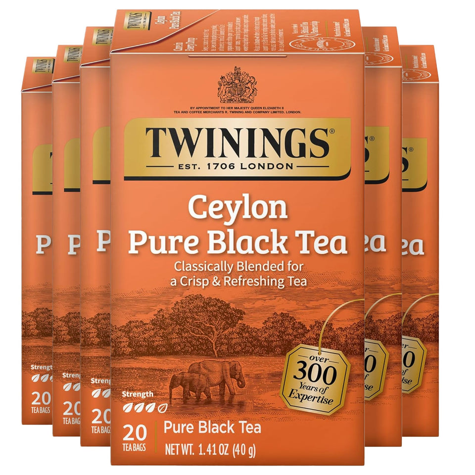 Twinings Ceylon Pure Black Tea bags ready for a quick, flavorful brew.
