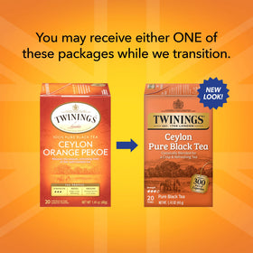 Twinings Ceylon Pure Black Tea tea bags, individually wrapped for freshness