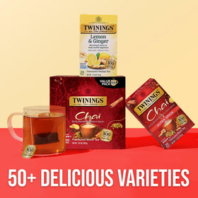 Twinings chai tea enjoyed hot or iced for a comforting moment.