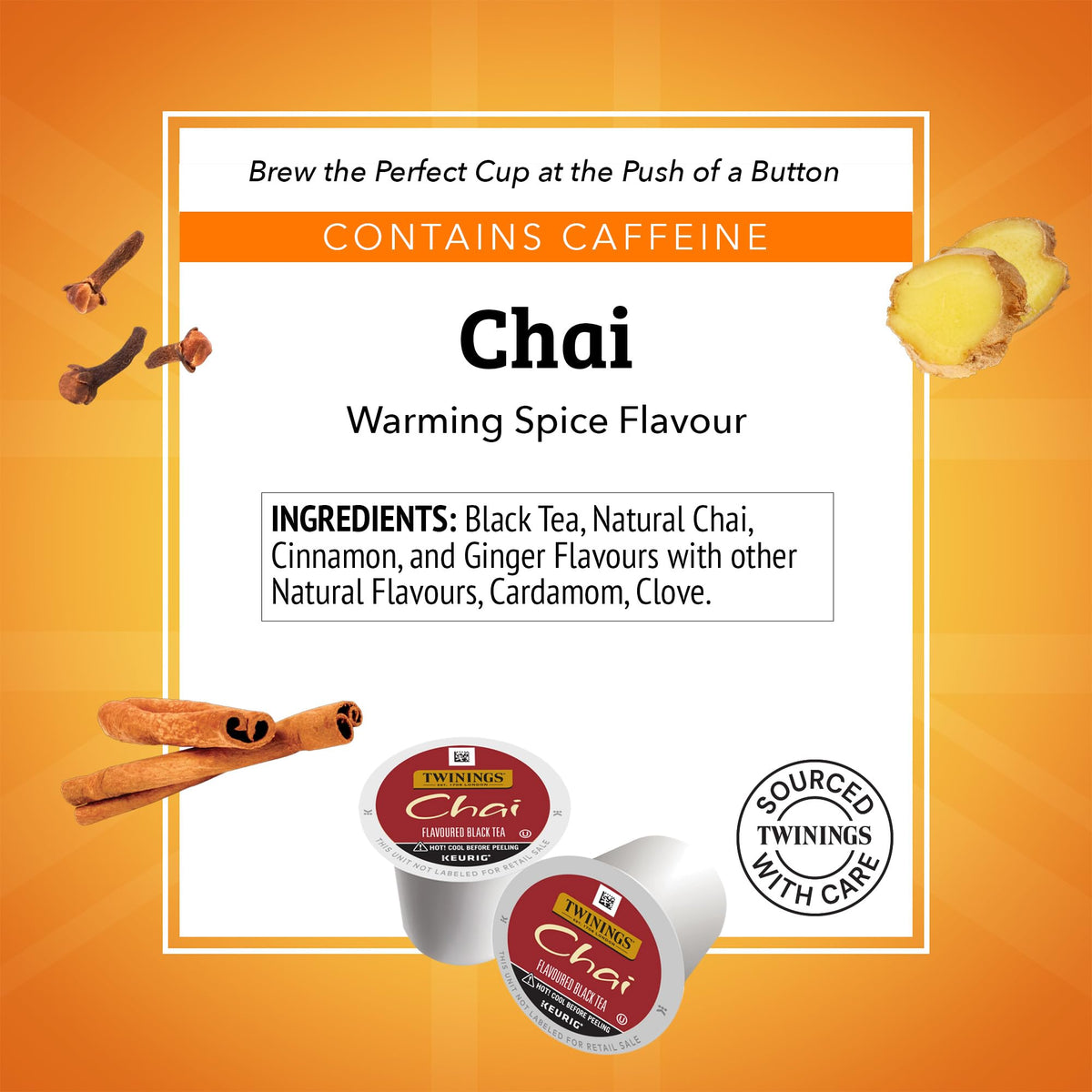 Six-box Twinings chai black tea K-Cup pods provide a convenient daily ritual