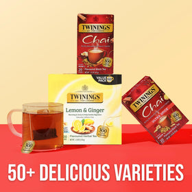Twinings chai hot or iced serving emphasizes versatility and quick steep.