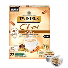 Twinings Chai Latte K-Cup pods, 22-count, convenient home brewing.