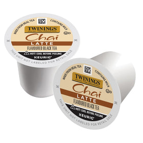 Close-up of warm chai spices with Twinings branding.