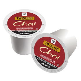 Twinings chai spice flavors with cinnamon, cardamom, ginger create a warm cup.
