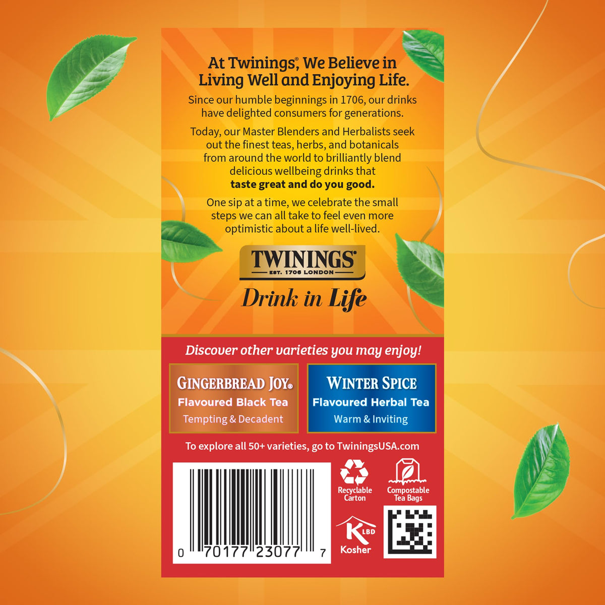 Twinings Christmas Black Tea hot or iced serving option for year-round enjoyment.