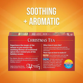 Twinings Christmas Tea cinnamon and clove aroma fills a festive kitchen.
