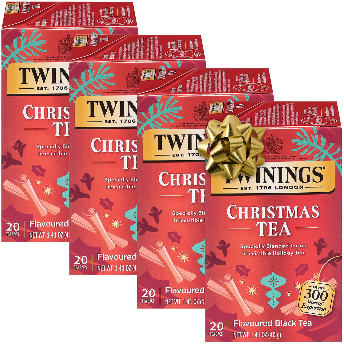 Twinings Christmas Tea bags with cinnamon and cloves, ideal for cozy holiday tea moments.