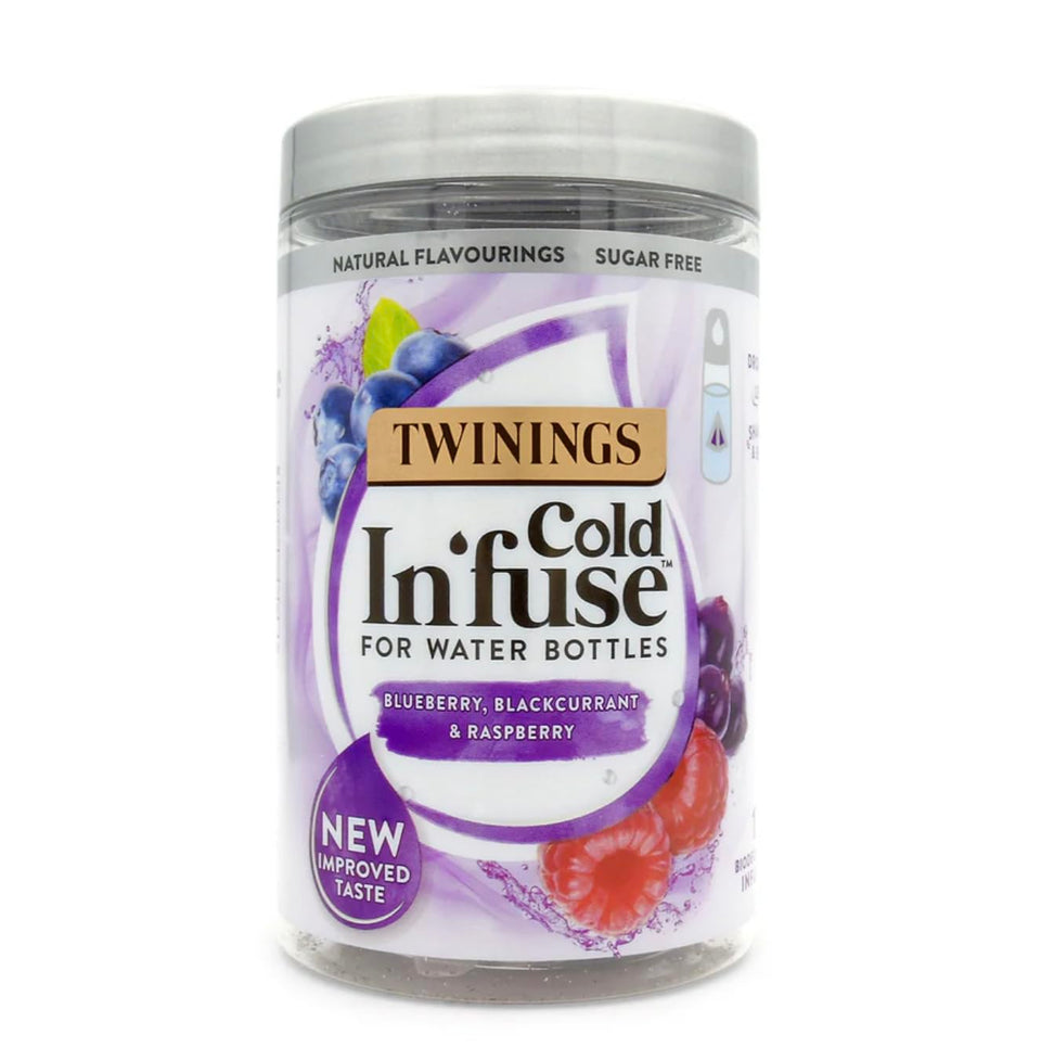 Twinings Cold Infuse blueberry tea bags for a refreshing berry drink.