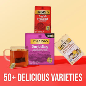 Twinings packaging on shelf: heritage brand since 1706 ensuring trusted quality.