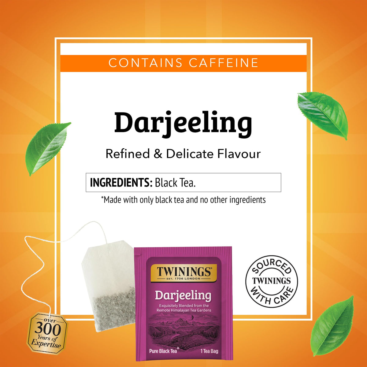Twinings Darjeeling tea being poured for a fragrant brew.