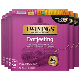 Twinings Darjeeling tea bags pack6-50-count: convenient freshness for daily rituals.