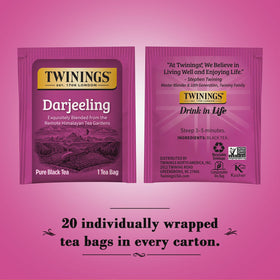 Twinings Darjeeling tea cup during steep shows delicate aroma.