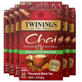 Twinings decaf chai tea bags collection for a cozy, caffeine-free cup