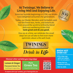 Twinings decaf English Breakfast tea served over ice for a refreshing cold cup.