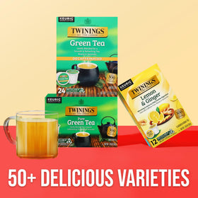 Twinings hot brew in mug illustrates a cozy, smooth sip.