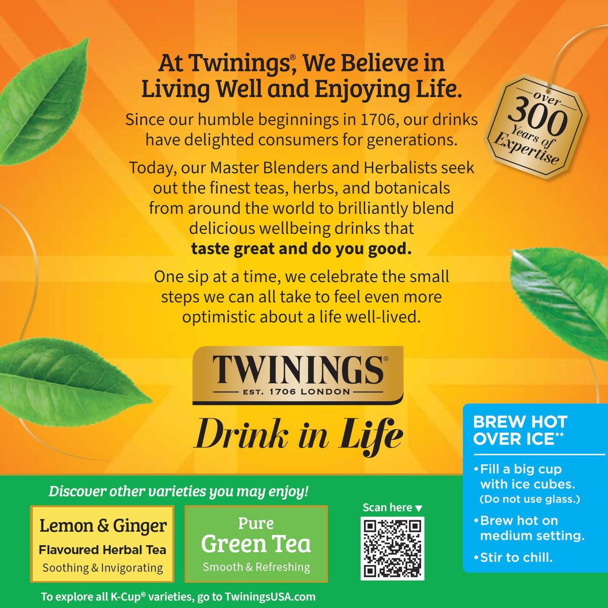 Twinings iced tea pour over ice shows refreshing option.