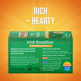 Front view of Twinings decaf Irish Breakfast six-box pack.
