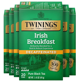 Twinings decaf Irish Breakfast tea bags ready for a quick, comforting cup.