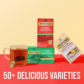 Twinings Decaffeinated English Breakfast packaging shows six-box set
