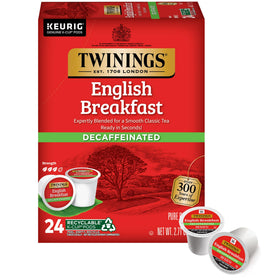 Twinings decaffeinated English Breakfast tea pod in a box for convenient daily brewing