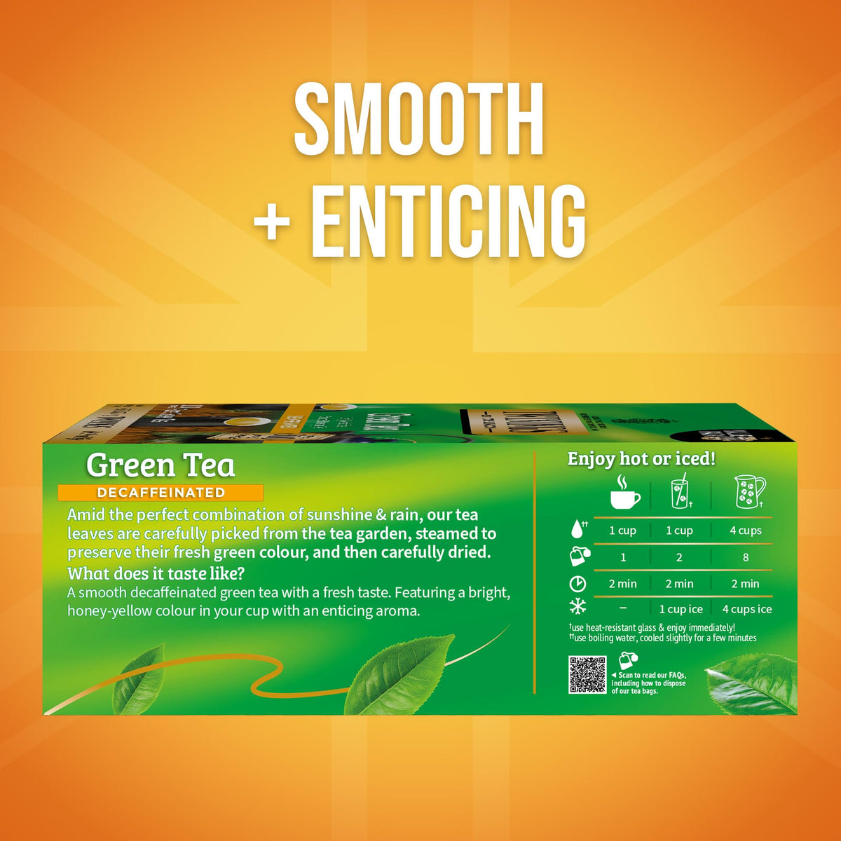 Steeping Twinings decaf green tea creates a smooth, calming cup