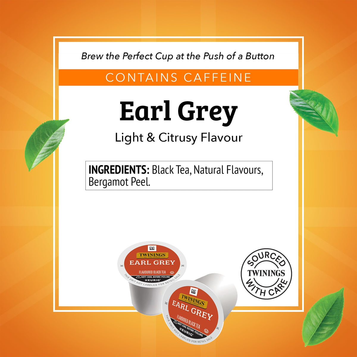 Twinings Earl Grey citrus-bergamot aroma, perfect for a refreshing break.