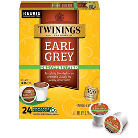 Twinings Earl Grey Decaf K-Cup Pod, 24-count, convenient single-serve.